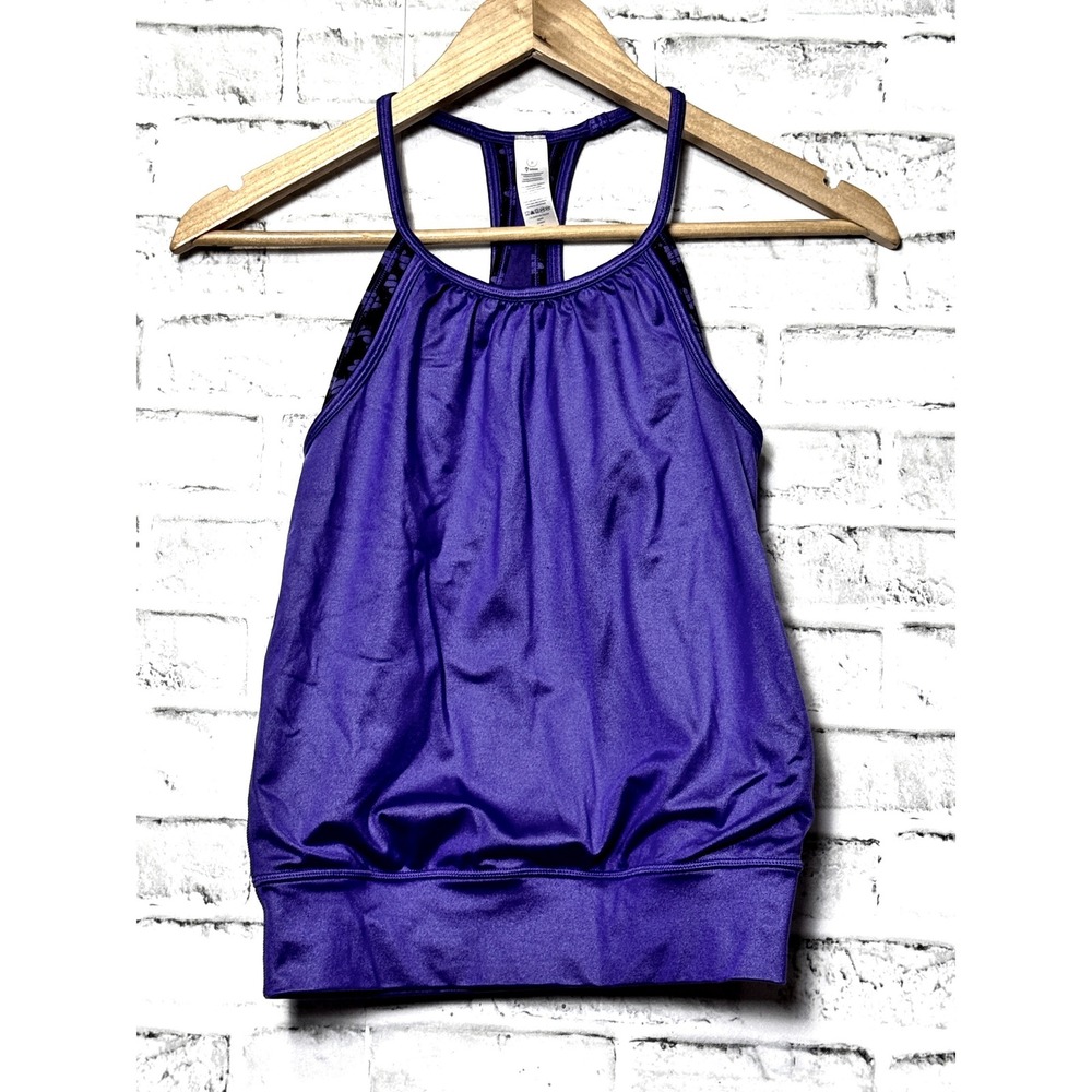 Ivivva Girls Purple Racerback Tank Top Built-In Shelf Bra Banded Hem Size 8